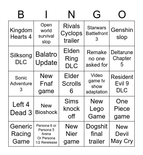Summer Games Fest 2026 Bingo Card