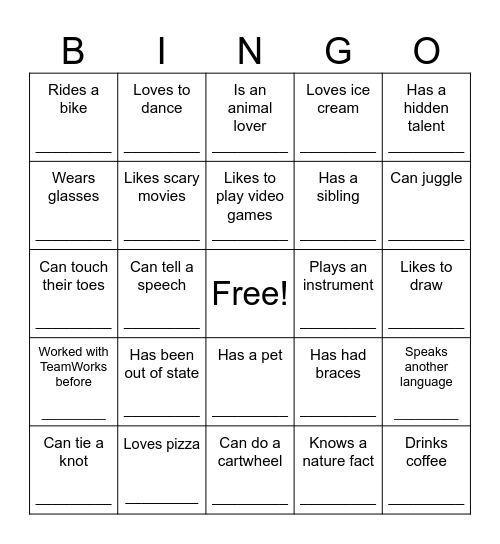 Aurora / Conifer Crew Bingo Card