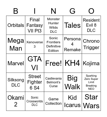 Summer Games Fest Bingo Card
