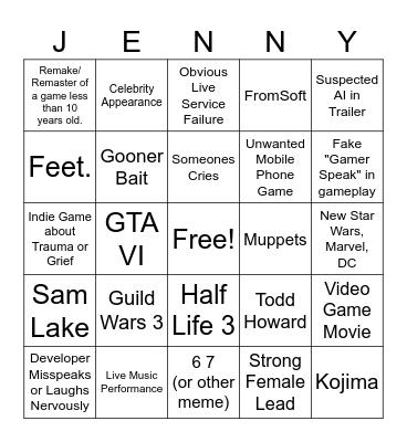 Summer Game Fest 2026 Bingo Card
