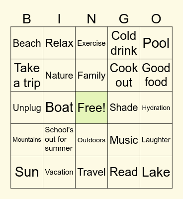 😎🧘‍♀️Summer Fun🪸🚤 Bingo Card