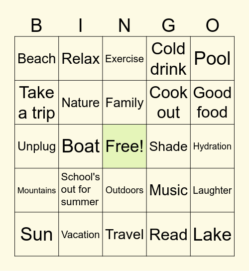 😎🧘‍♀️Summer Fun🪸🚤 Bingo Card