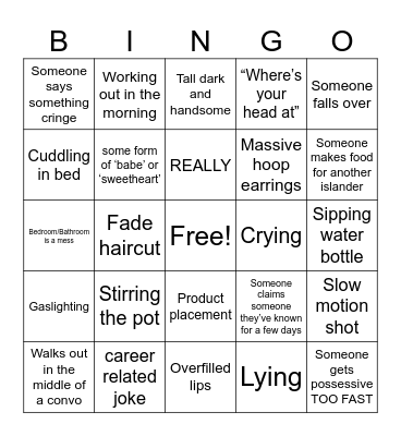 Love Island Bingo Card