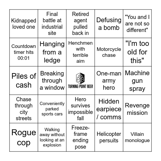 Action Movie Bingo - Cliches Bingo Card