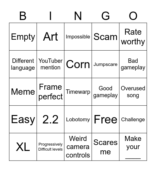 Recent Tab Bingo Card