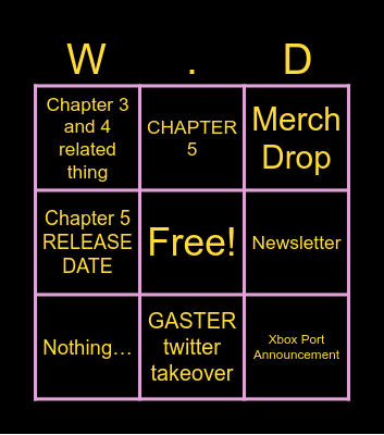 Deltarune Tomorrow Bingo Card