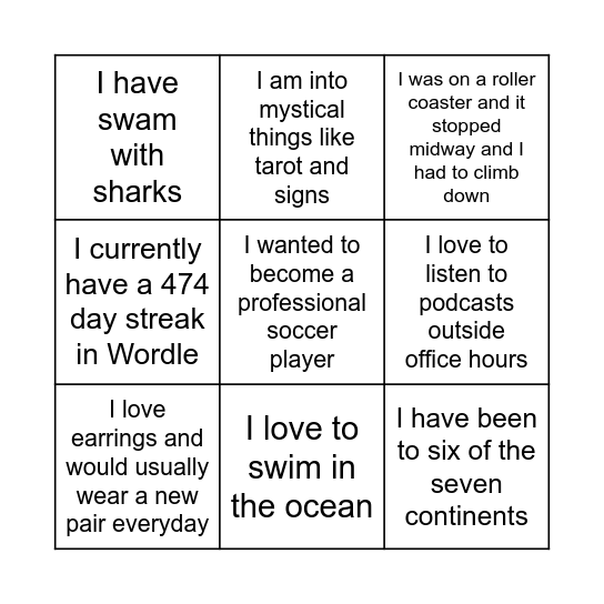 Kirsten Bingo Card