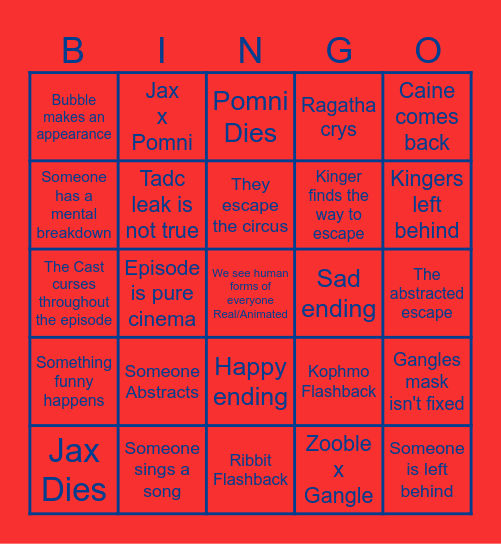 Tadc Ep 9 BINGO! Bingo Card