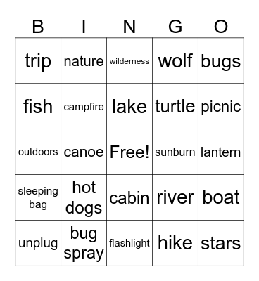 Campingo Bingo! Bingo Card