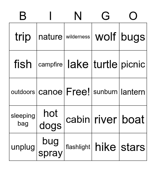 Campingo Bingo! Bingo Card