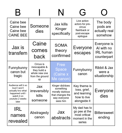 TADC ep 9 predictions Bingo Card