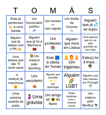 Bingo Shower Bingo Card