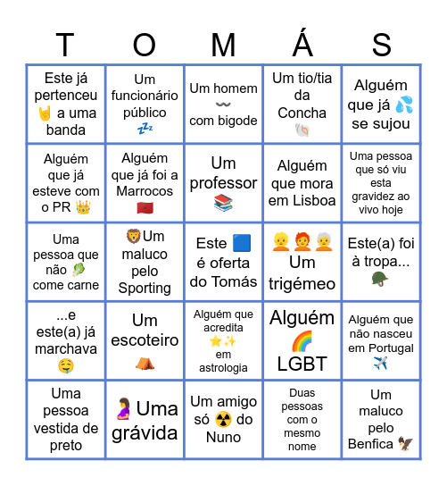 Bingo Shower Bingo Card