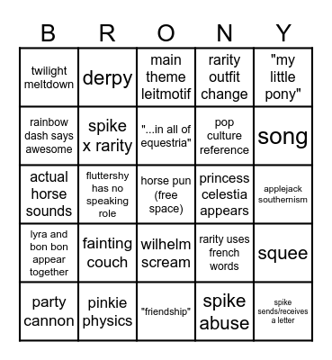 mlp bingo Card
