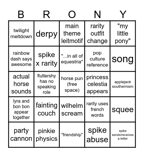 mlp bingo Card