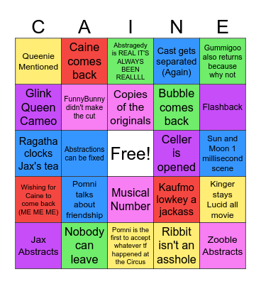 TADC Movie Bingo Card