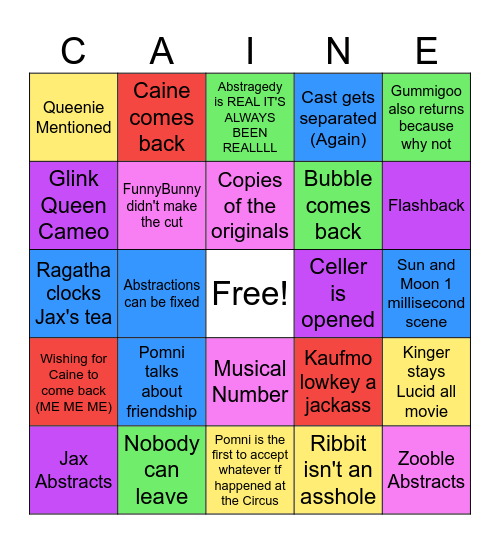 TADC Movie Bingo Card