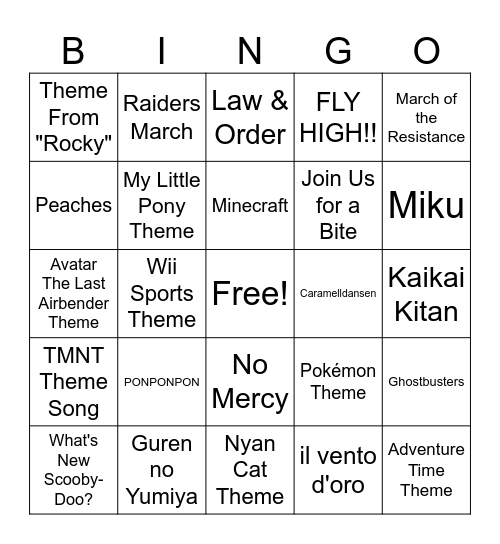 BKCC MUSICAL BINGO Card