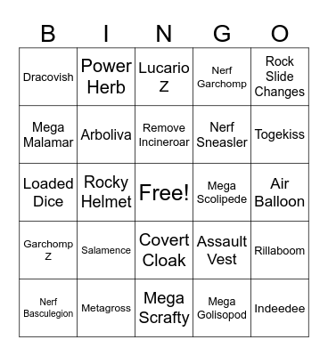 Regulation M-B Bingo Card