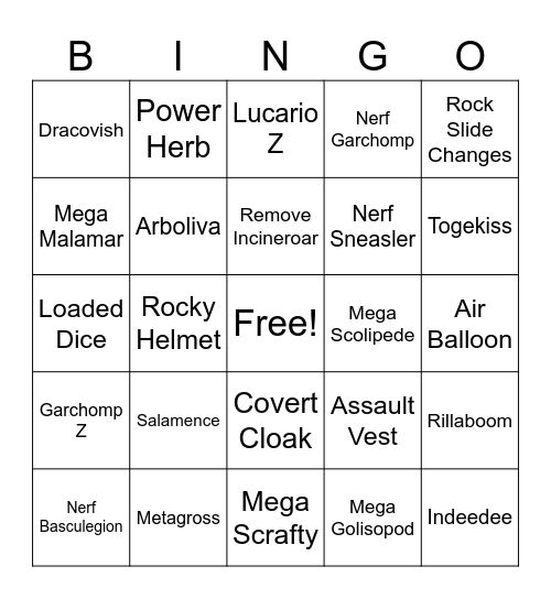 Regulation M-B Bingo Card