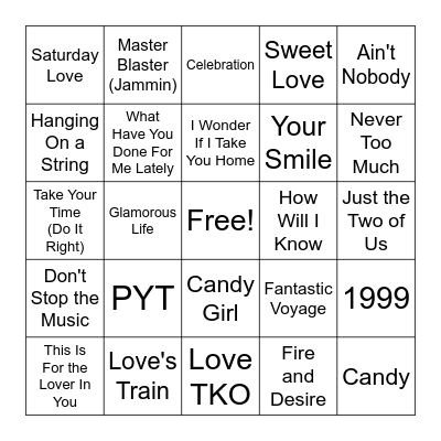 R&Bingo - 1980s Bingo Card