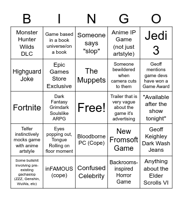 Summer Games Fest 2026 Bingo (Day 1 Patch) Bingo Card