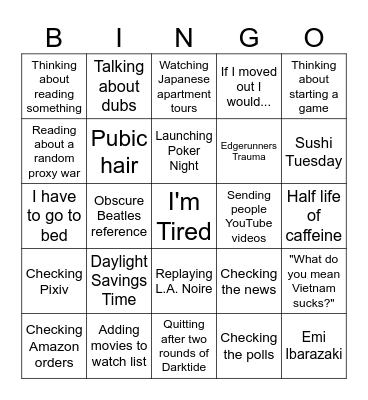 ZACH Bingo Card
