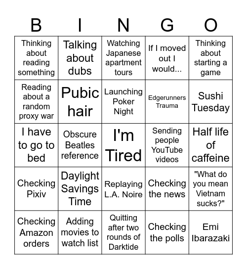 ZACH Bingo Card
