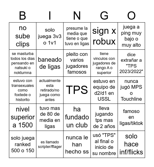 TPS BINGO Card