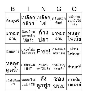 แยกขยะ Bingo Card