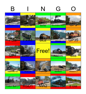 Steam and Diesel Excursions in the South Bingo Card