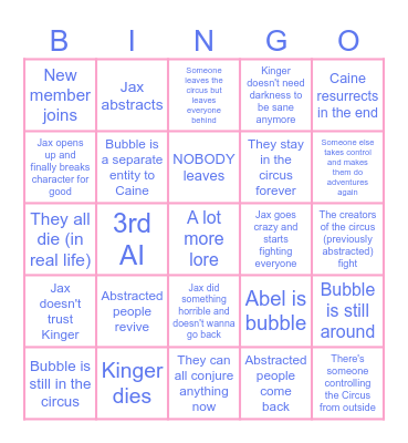 TADC FINALE BINGO Card