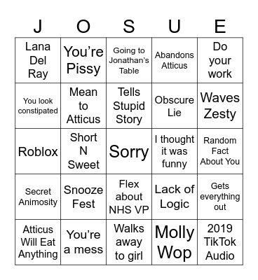 Josue Bingo Card