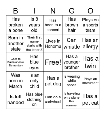 People Bingo Card