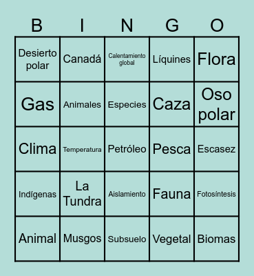 Bingo Tundra Bingo Card