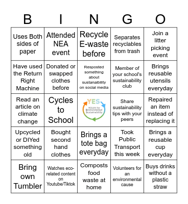 YES Leaders Programme Bingo Card