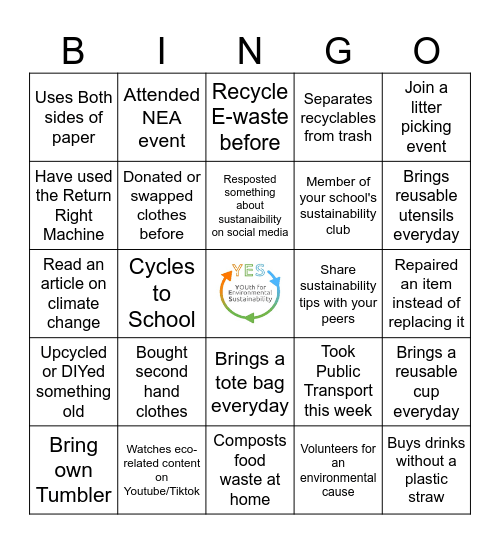 YES Leaders Programme Bingo Card