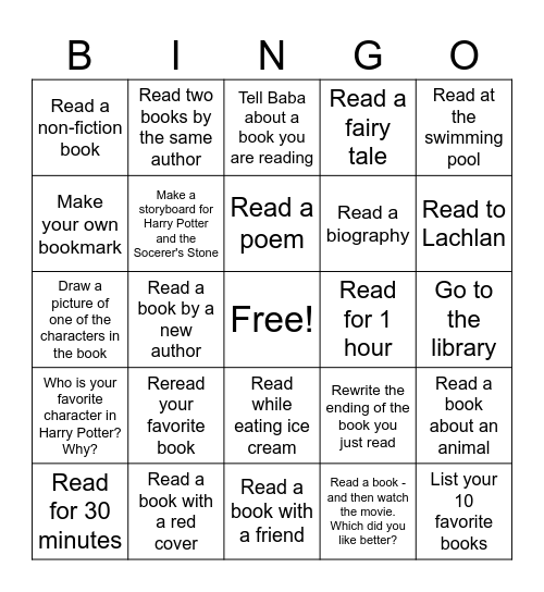 2026 Summer Reading Bingo Card Bingo Card