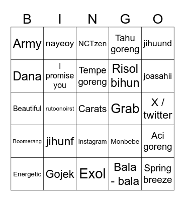 BINGO with Jihunf hyung Bingo Card