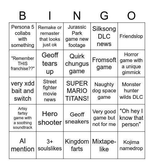 Summer gaming, having a blast Bingo Card