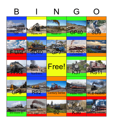 Steam and Diesel Excursions in the West Bingo Card