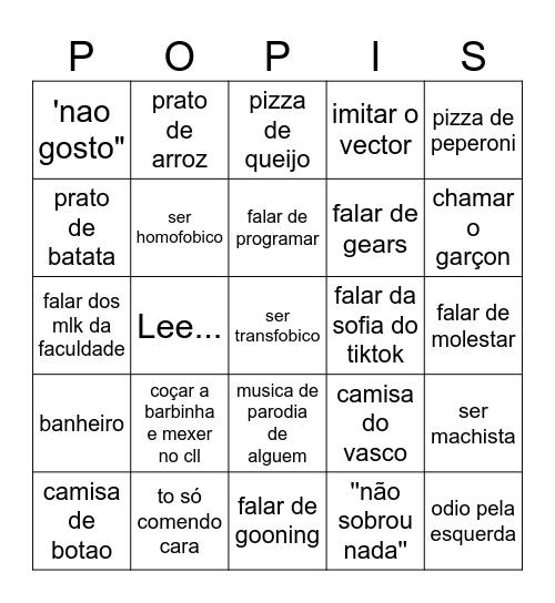 Bingo do aniverPops Bingo Card