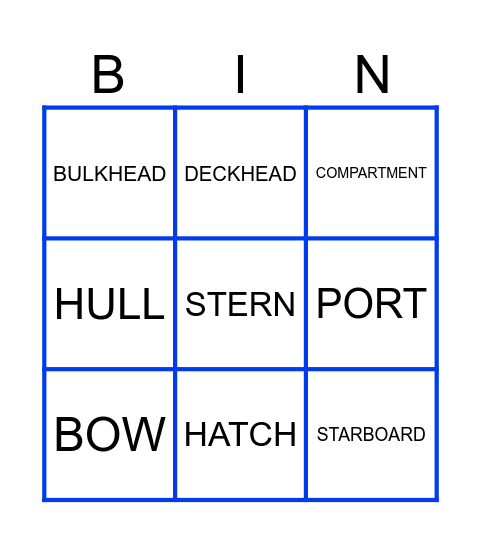SHIP TERMS BINGO! Bingo Card