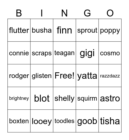 dandy Bingo Card
