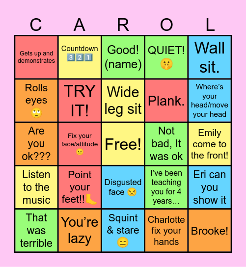 🤩OPELS BALLET BINGO💎 Bingo Card