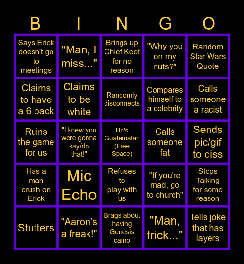 Cheese Bingo Card