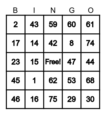 Bingo Card
