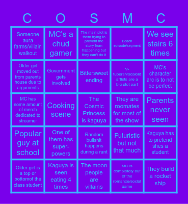 Cosmic Princess: Kaguya! Bingo time baby Bingo Card