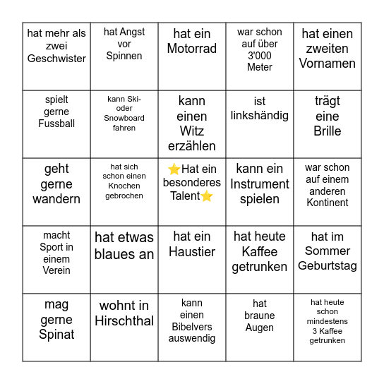 Gemeindewochenende Bingo Card