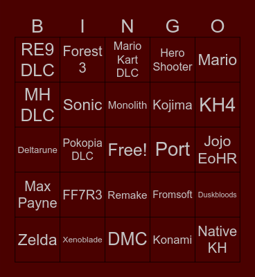Summer Game Fest/Direct Bingo Card